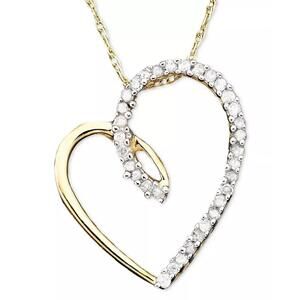 Diamond Heart Pendant Necklace in 14k Gold (1/10 ct. t.w.)